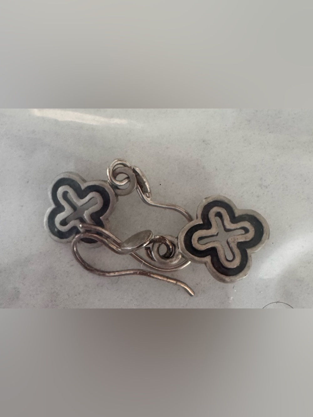 Silpada Silver Hook Earrings with Black Accents